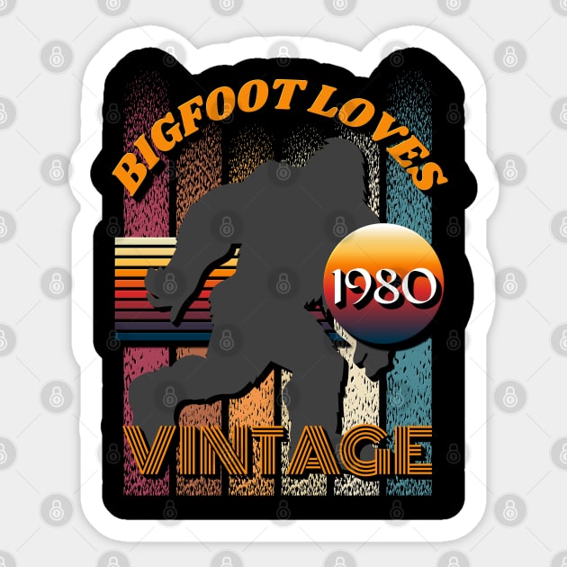 Bigfoot Loves Vintage 1980 Sticker by Scovel Design Shop